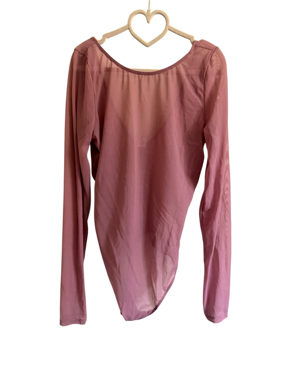 Parade Women’s Long Sleeve Sheer Scoop Neck bodysuit - Dusty Rose